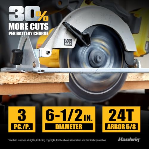 Hardwin 6-1/2 Inch Framing Circular Saw Blade-3Pack, 24T ATB Carbide Teeth, Lightweight for Cordless Saws. Super Thin Kerf for Cutting Wood, Plywood, MDF, OSB, Hardwood, Softwood & More. - Image 2