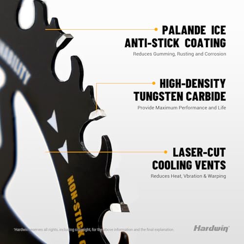 Hardwin 6-1/2 Inch Framing Circular Saw Blade-3Pack, 24T ATB Carbide Teeth, Lightweight for Cordless Saws. Super Thin Kerf for Cutting Wood, Plywood, MDF, OSB, Hardwood, Softwood & More. - Image 3