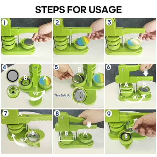 folconroad Button Maker Machine 58mm Pin Installation-Free DIY Pin Badge Button Maker Press Machine Punch Press with Free 100pcs Parts Pictures Circle Cutter - Image 3