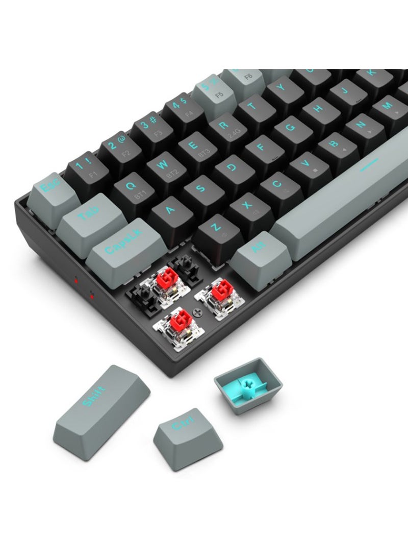 ريدراجون K662 Gwern Wireless Dual Mode Mechanical Keyboard wireless portable 60% mechanical keyboard with red switches , Work with 2 x AAA batteries, easy for replacement - Image 4