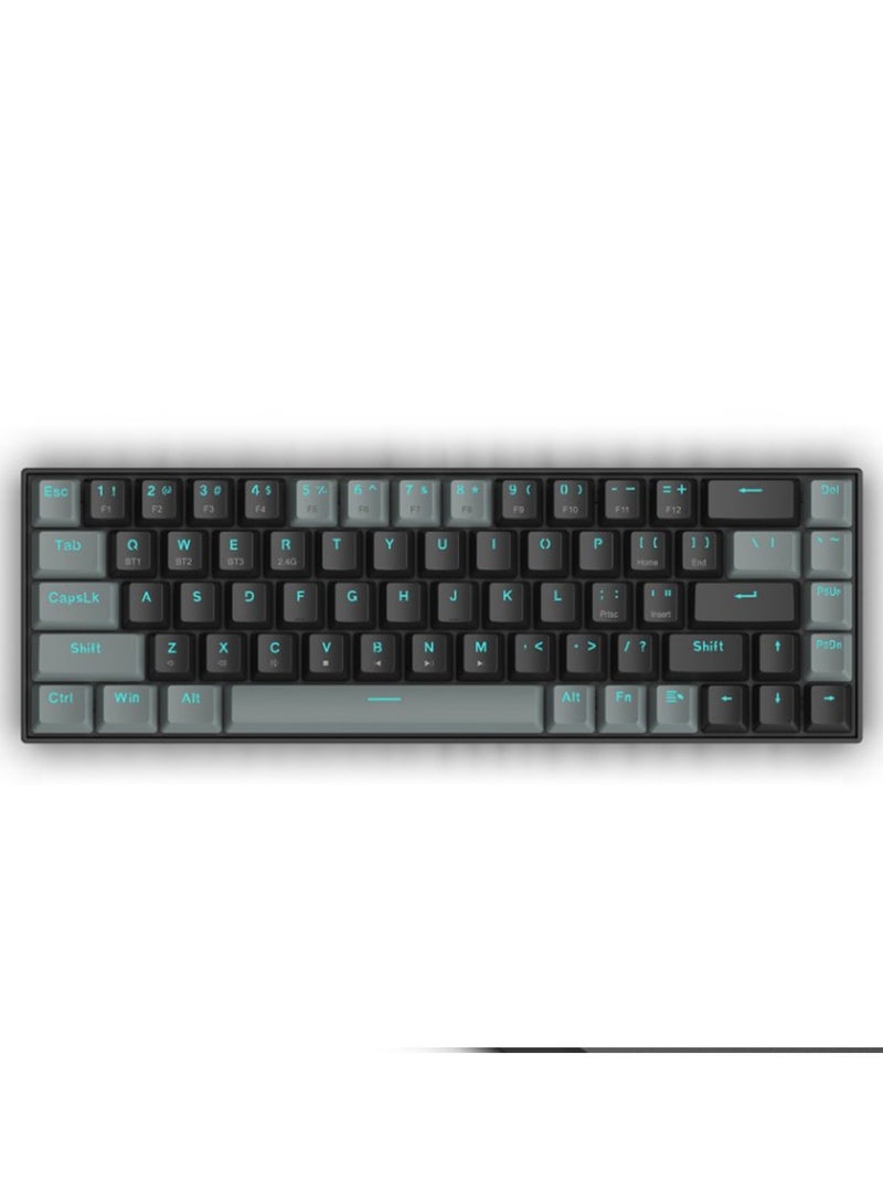 ريدراجون K662 Gwern Wireless Dual Mode Mechanical Keyboard wireless portable 60% mechanical keyboard with red switches , Work with 2 x AAA batteries, easy for replacement - Image 1