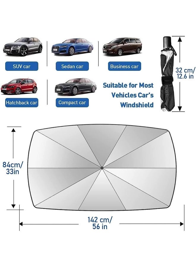 AWH Enew Car Windshield Sun Shade Umbrella, Foldable Car Umbrella Sunshade Cover Protect Vehicle from UV Sun, Easy to Store and Use, Fit Most Vehicle for Auto Windshield Covers Trucks Cars - Image 3