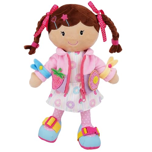 June Garden 155 Dressy Friends Daisy Educational Stuffed Plush Doll for Kids and Toddlers 2 Years and Up Montessori Buckle Soft Toy - Image 1