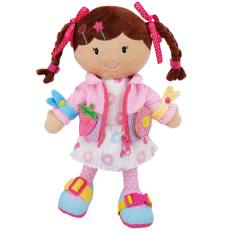 June Garden 155 Dressy Friends Daisy Educational Stuffed Plush Doll for Kids and Toddlers 2 Years and Up Montessori Buckle Soft Toy - Image 2