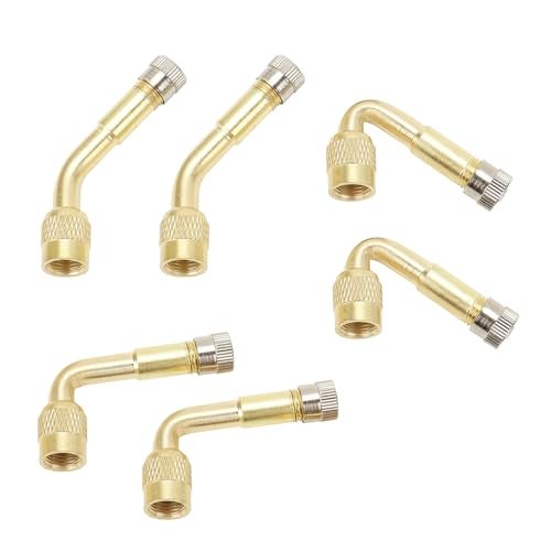 YIENAKFUN Metal Valve Stem Extenders 45 Degree 90 Degree 135 Degree Universal Valve Stem Extensions for Dual Wheels Passenger Cars RV Stroller Bicycles Motorcycles and Trailers 6 PCS Gold - Image 1