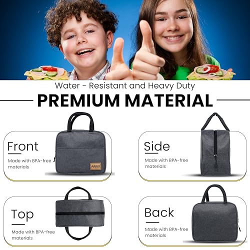 Aavjo Insulated Travel Picnic Lunch Bag for Boys Girls Kids and Adults – Leakproof Reusable Tote with High Capacity, Perfect for Women & Men, Ideal for Work, Travel, and Outdoor Activities (Gray) - Image 5