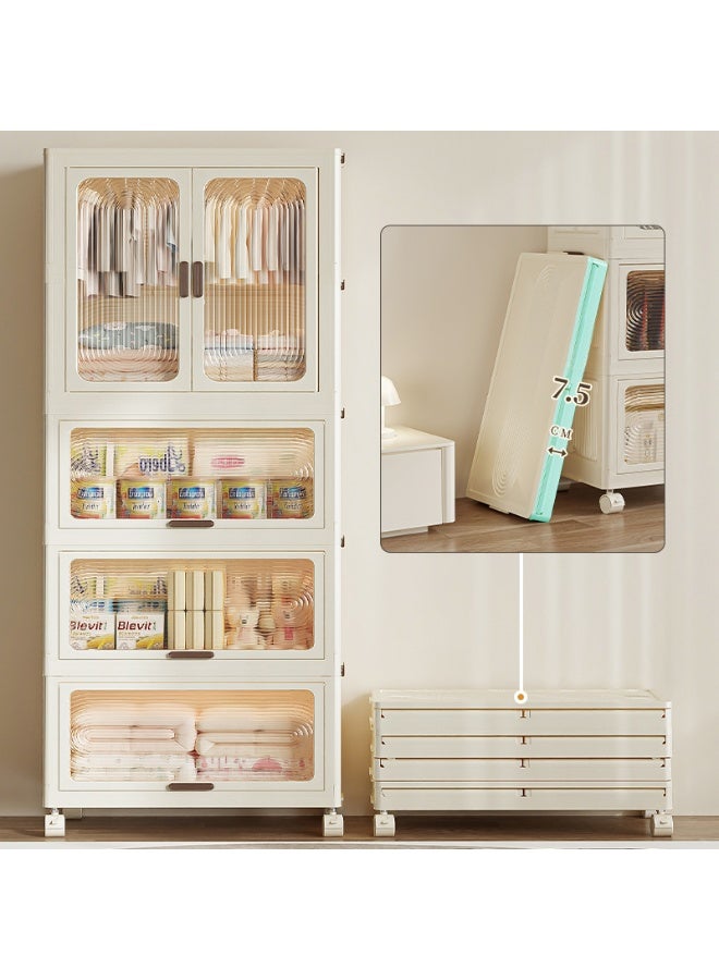 Noon East Portable Children Closet And Storage Drawers stackable for Clothes, Toys, Bedding Storage With Wheels 1 Wardrobe + 3 drawers Easy Self assembly, Dimension 161.5CM Height, 57CM Length, 32CM Width - Image 5