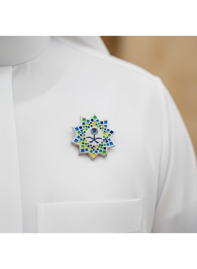 ARAB SOUVENIRS Saudi Vision 2030 Commemorative Metal Magnet Brooch – Premium Geometric Star Design with National Emblem, Cultural Heritage Collector’s Edition - Image 2