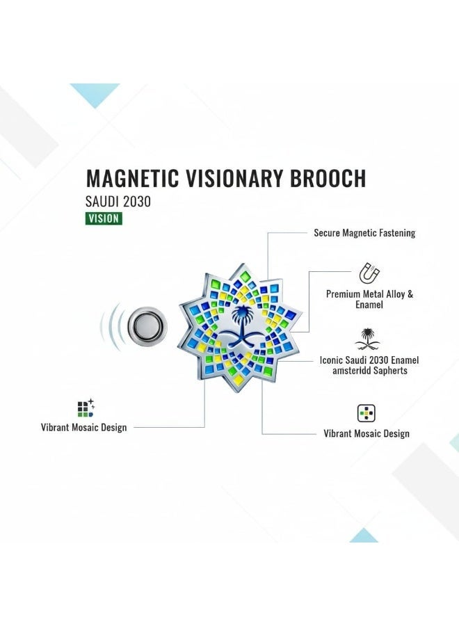 ARAB SOUVENIRS Saudi Vision 2030 Commemorative Metal Magnet Brooch – Premium Geometric Star Design with National Emblem, Cultural Heritage Collector’s Edition - Image 5