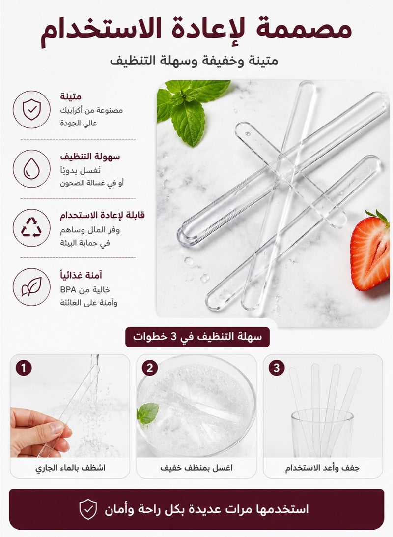 Zoreya Reusable Acrylic Popsicle Sticks 30 PCS | Food Grade Ice Cream & Cake Pop Sticks | DIY Dessert Craft Sticks for Homemade Popsicles | Durable Clear Washable Stick Set - Image 2