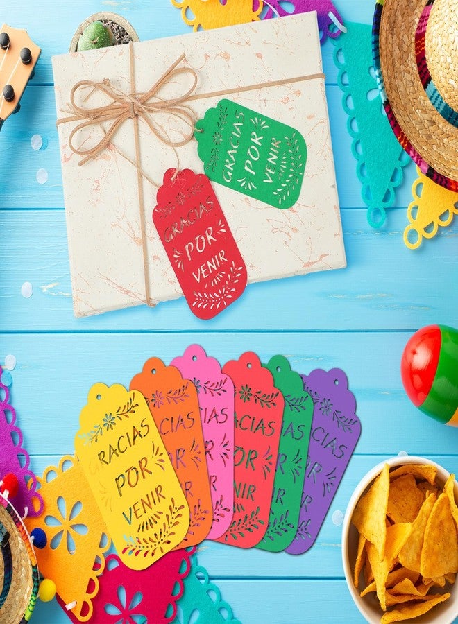 Fuyoooo 60 Pcs Cinco De Mayo Papel Picado Gift Tags Fiesta Mexican Party Favors Colorful Thank You Tags with String for Mexican Candy Bags, Baby Shower Party Decoration(Multicolor,Gracias Por Venir - Image 4