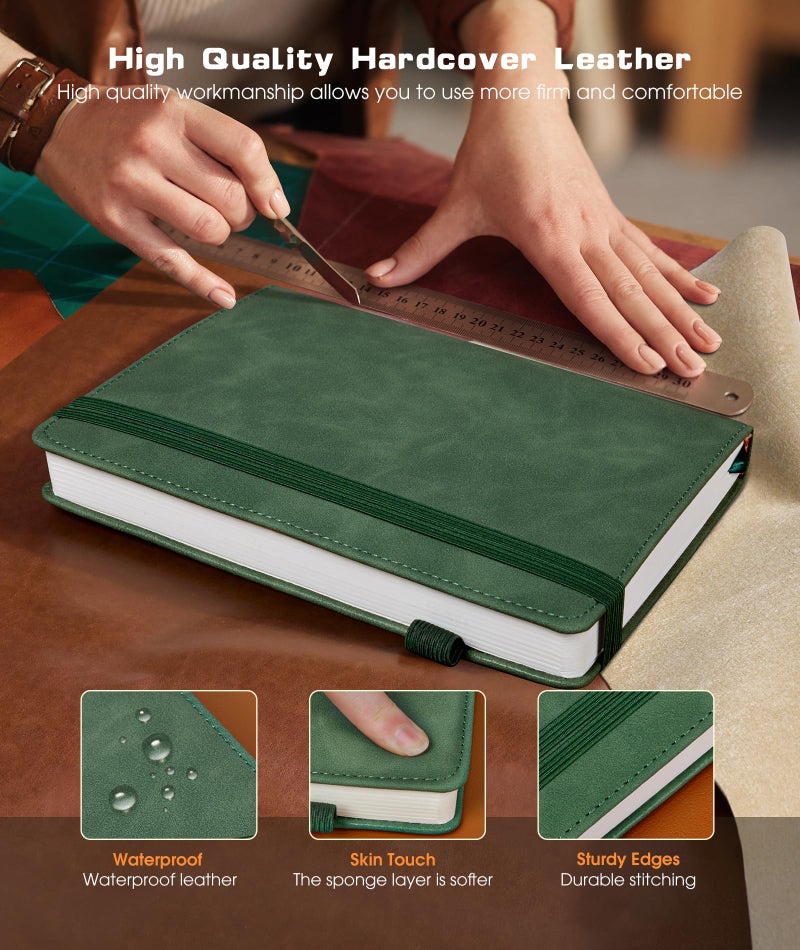 dilitego Lined Journal Notebook for Women Men, 256 Numbered Pages Hardcover Leather Journals for Writing, A5 Journaling Notebooks, College Ruled Journal for Business Work School 5.75" x 8.38" Green - Image 3
