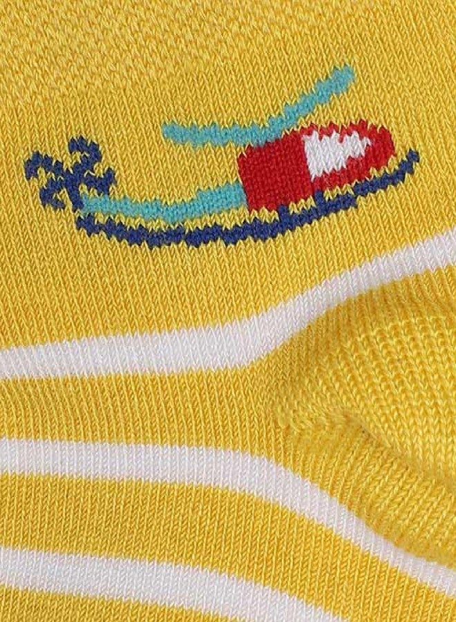 BODYCARE Boys Printed Socks Pack Of 2 - Royal Blue & Mustard - Image 4