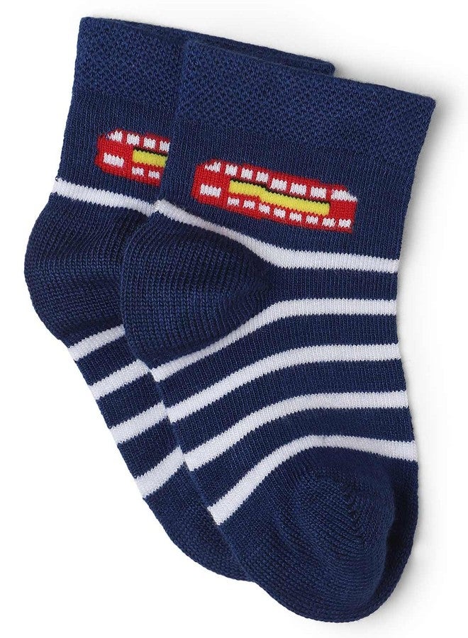 BODYCARE Boys Printed Socks Pack Of 2 - Royal Blue & Mustard - Image 2