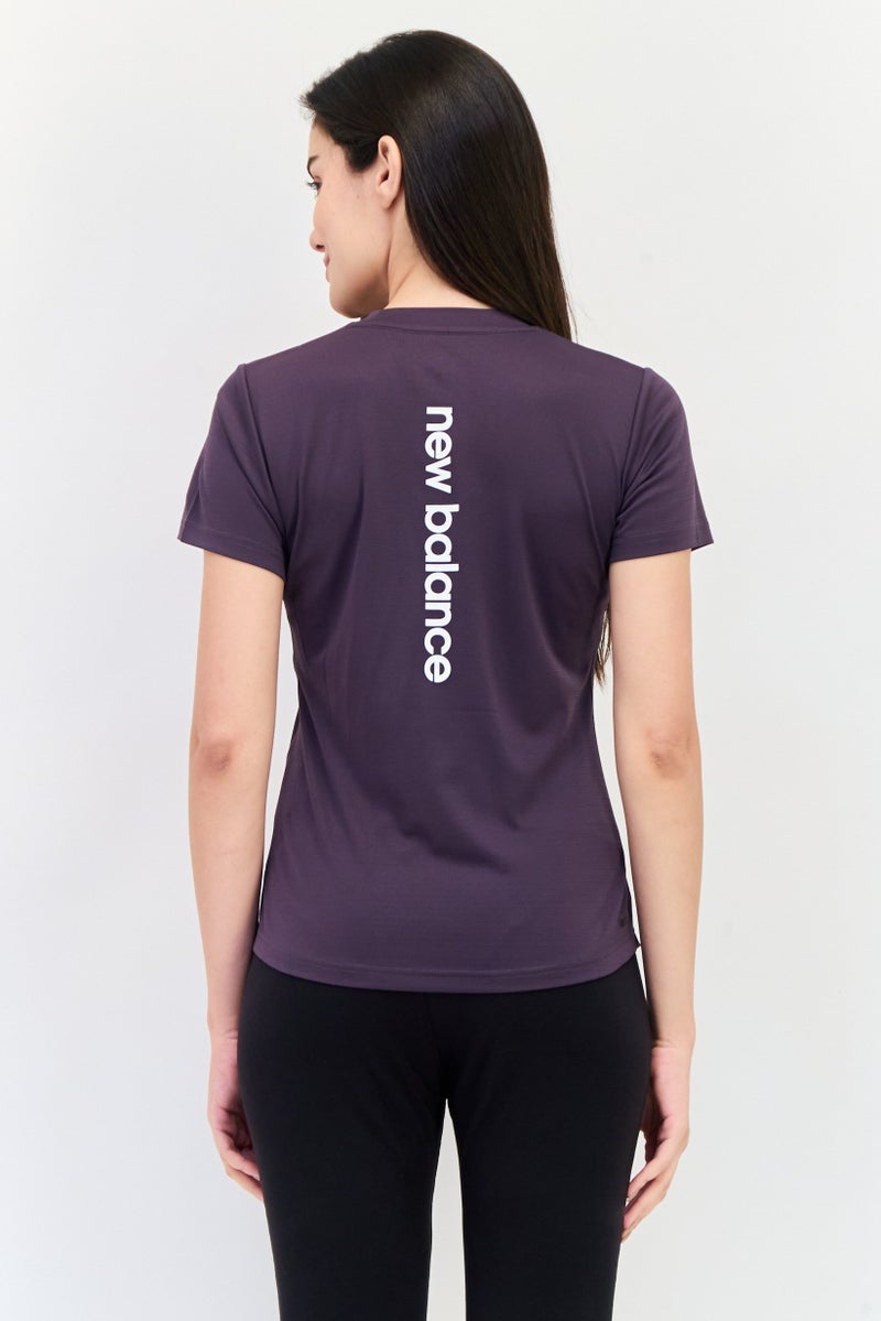 New Balance Women Sportswear Fit Short Sleeves Running T-Shirt, Dark Purple  - Image 3