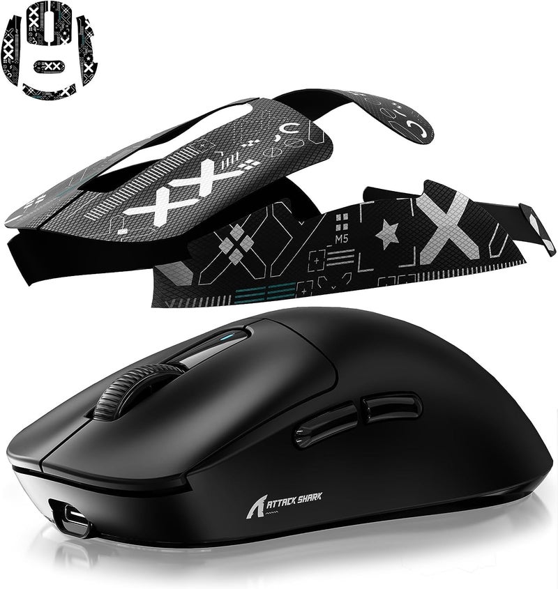 MANBASNAKE Mouse Anti Slip Grip Tape, Pre-Cut Universal Griptape for Superlight Wireless Gaming Mouse Skins, Sweat Resistant, Elastics Refined Side Grips, Easy to Apply, Ultra-thin 0.5mm (0.02in) - Black - Image 2