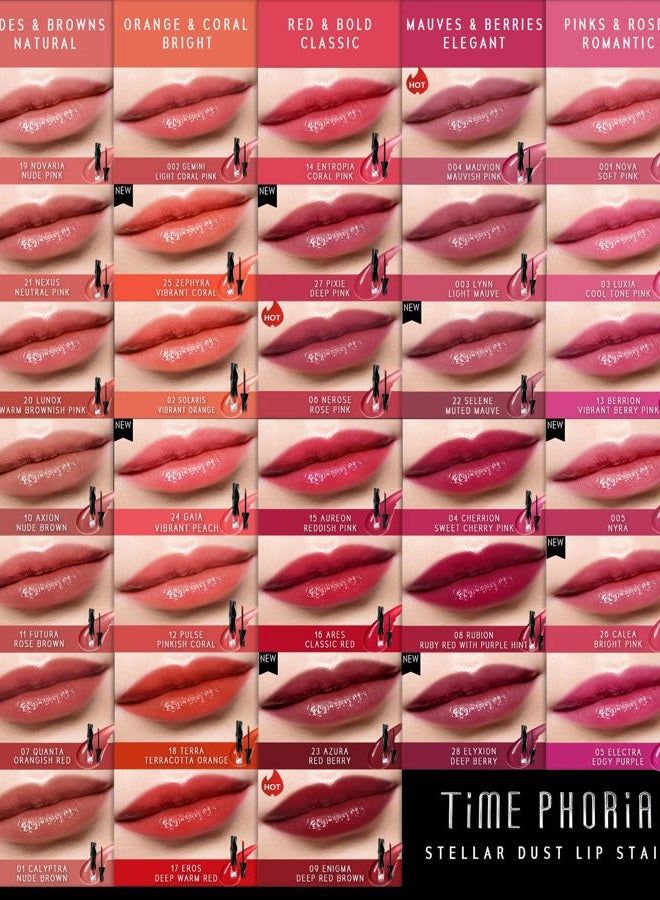 TIMEPHORIA STELLAR DUST LIP STAIN-Long Lasting, Waterproof and Transferproof Lip Tint, Glossy Finish Lip Gloss, Lightweight Lipstick, High Coverage, Vivid Color (06 NEROSE) - Image 4