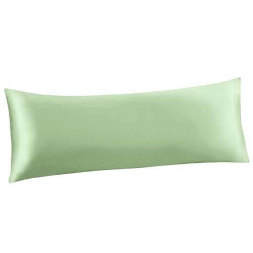 Ersmak Satin Body Pillow Cover, 20x54 Inches Sage Green Ultra Soft Satin Pillow Case for Hair and Skin, Silky Slip Cooling Long Side Pillowcase with Envelope Closure - Image 1