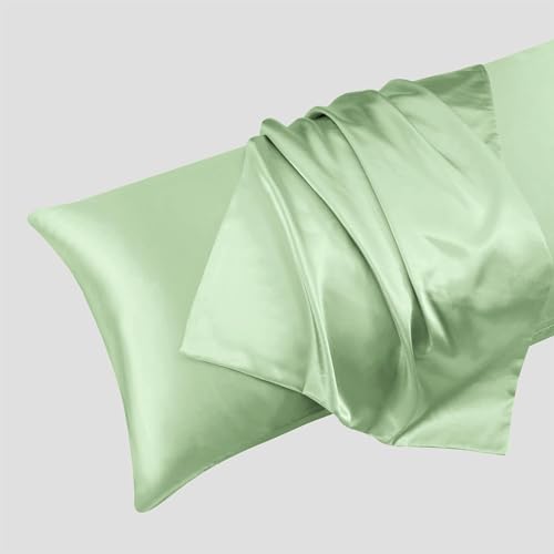 Ersmak Satin Body Pillow Cover, 20x54 Inches Sage Green Ultra Soft Satin Pillow Case for Hair and Skin, Silky Slip Cooling Long Side Pillowcase with Envelope Closure - Image 3