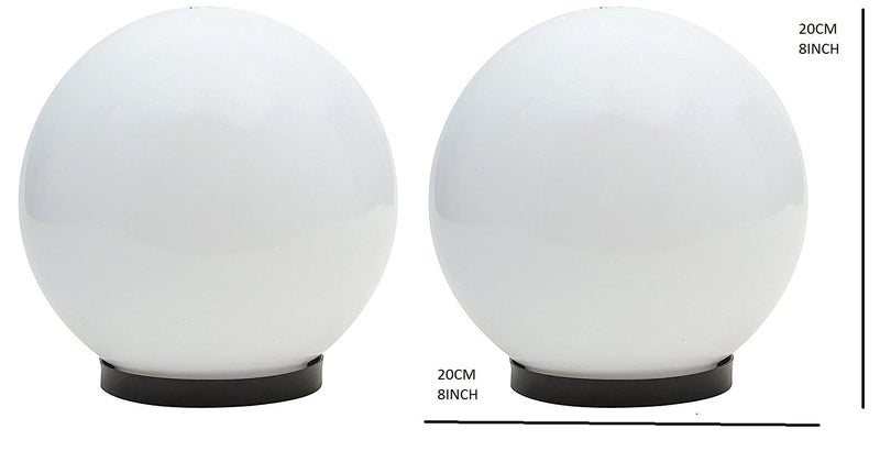 Weldecor Polycarbonate Unbreakble Doom Gate Lamp | Globe Shaped Entrance White Milky Lights for Home and Garden (White, 8 Inch) (Pack of 2) - Image 3