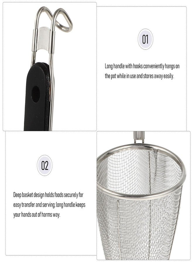PACKOVE Mesh Strainer Spoon Stainless Steel Pasta Basket Mesh Noodle Strainer Pasta Noodle Strainer Sieve Mesh Strainer with Handle for Home Restaurant Kitchen - Image 3