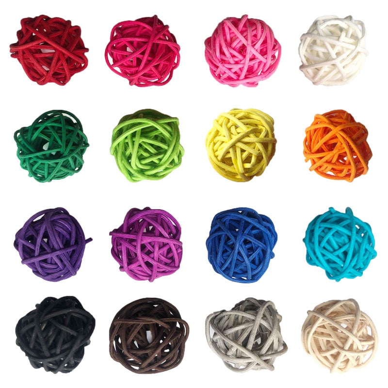 Benvo Rattan Balls 32 Pack 1.2 inch Wicker Ball Birds Quaker Parrot Parakeet Chewing Pet Bite Ball for Budgies Conures Hamsters Ball Orbs Crafts DIY Accessories Vase Fillers (Multi-colored) - Image 3