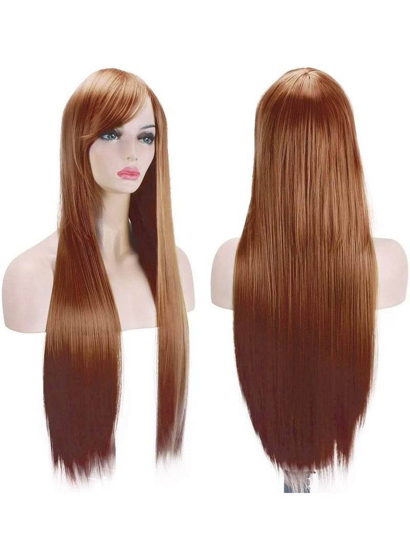 Estelle Wigs 32 Inches 80 cm Long Straight Anime Fashion Women's Cosplay Wig Party Wig With Free Wig Cap Brown - Image 1