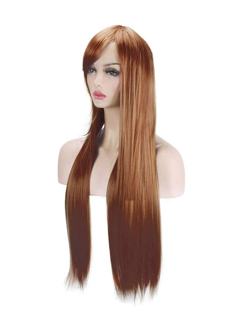 Estelle Wigs 32 Inches 80 cm Long Straight Anime Fashion Women's Cosplay Wig Party Wig With Free Wig Cap Brown - Image 4