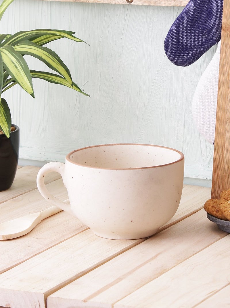 miah decor Stoneware Handcrafted Matte Finish Jumbo Soup Bowl. 100% Food Safe, Microwave Safe, Dishwasher Safe. Matte Finish Ceramic Soup Bowl - Cream Color, 6"X5"X3.2", 600 ml (MD-214) - Image 1