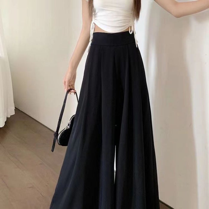 Women'S 2024 Thin Pleated Pants High Waist Draped Slimming Casual Trendy Skirt - Image 1
