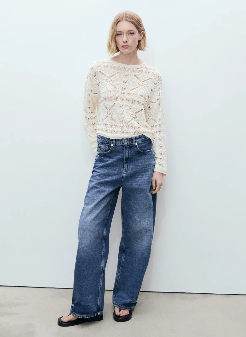 MANGO Oversized Openwork Knitted Sweater