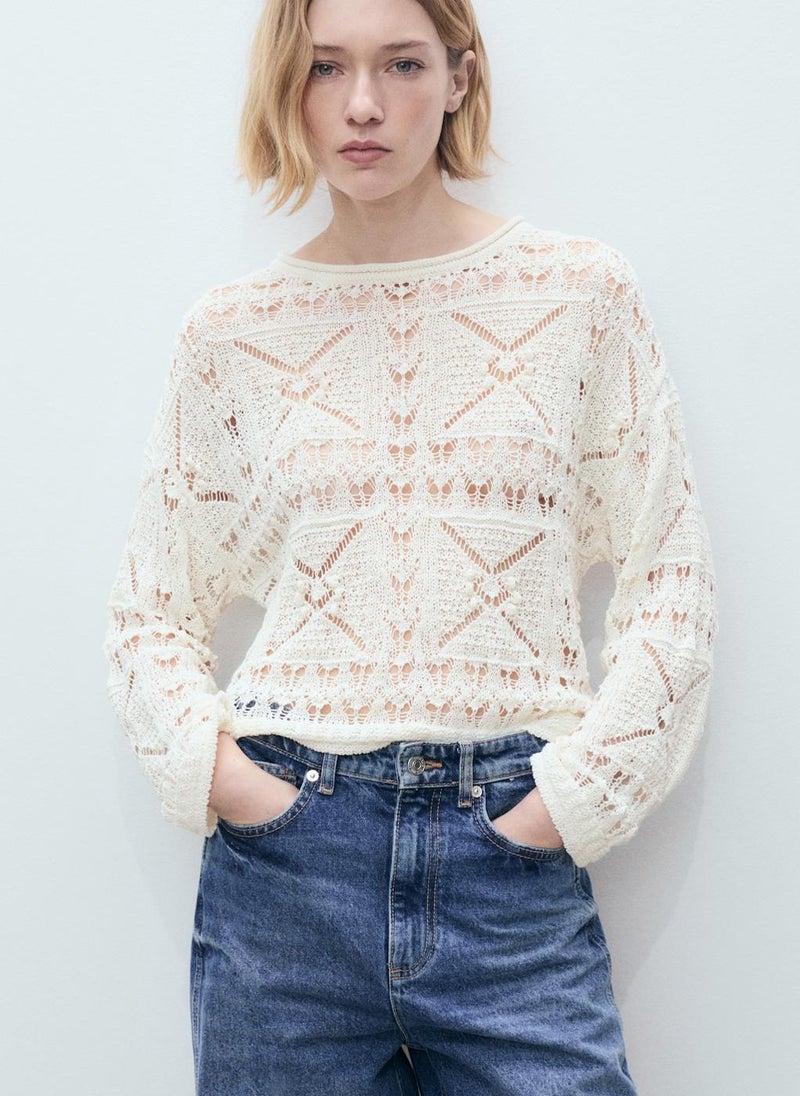 MANGO - Oversized Openwork Knitted Sweater - Image 1
