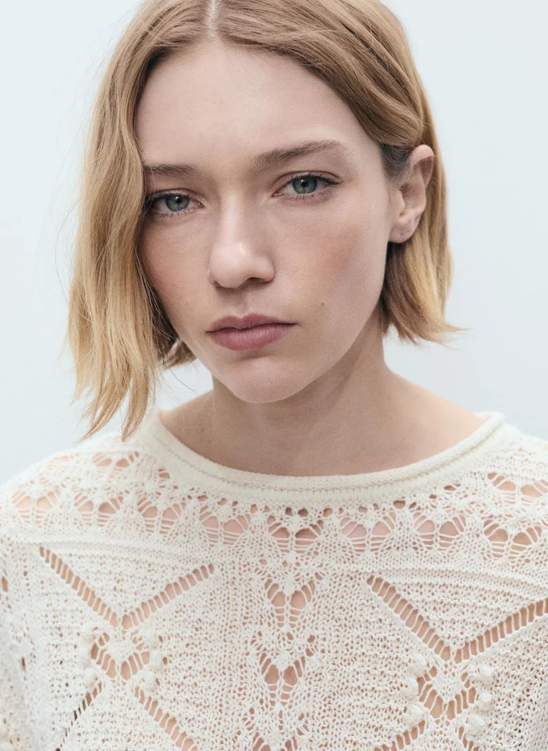 MANGO Oversized Openwork Knitted Sweater