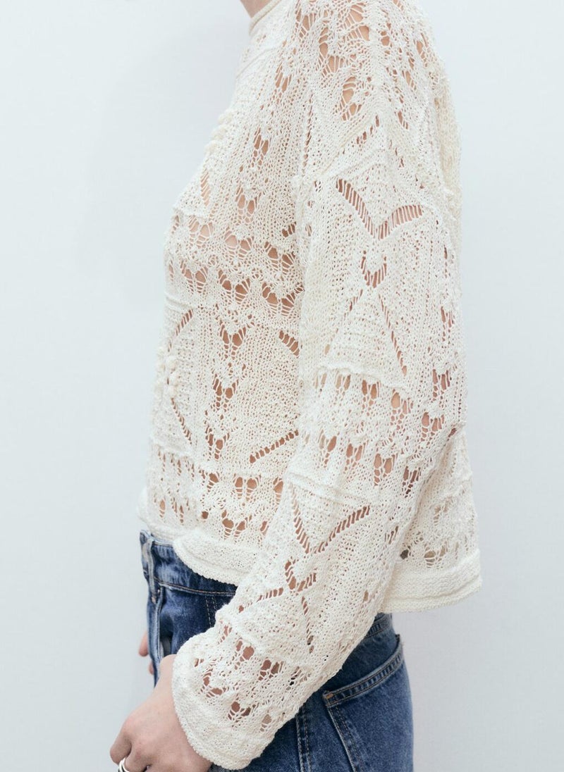 MANGO - Oversized Openwork Knitted Sweater - Image 1