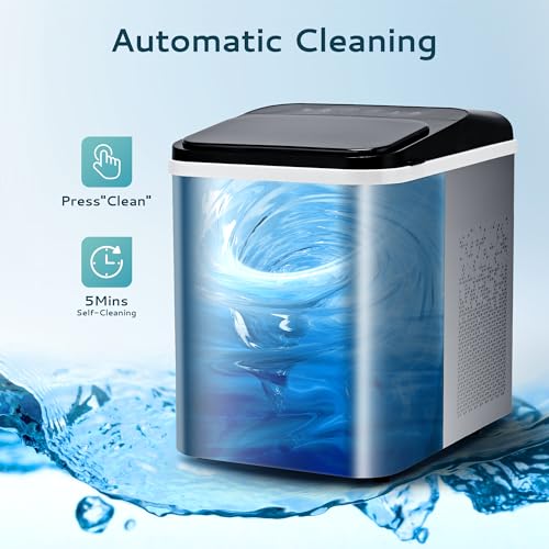 EUHOMY Nugget Ice Maker Countertop, Ready in 8 Mins, Self-Cleaning, 34lbs/24H Portable Ice Maker Machine with Ice Scoop & Basket, Sonic Ice Makers with Chewable Pellet Ice for Home/Party/RV/Camping - Image 5