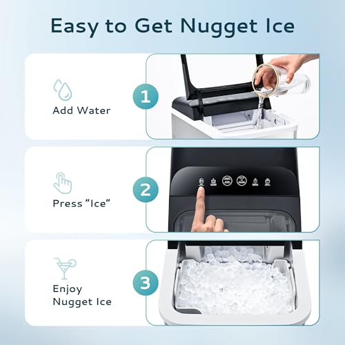 EUHOMY Nugget Ice Maker Countertop, Ready in 8 Mins, Self-Cleaning, 34lbs/24H Portable Ice Maker Machine with Ice Scoop & Basket, Sonic Ice Makers with Chewable Pellet Ice for Home/Party/RV/Camping - Image 4