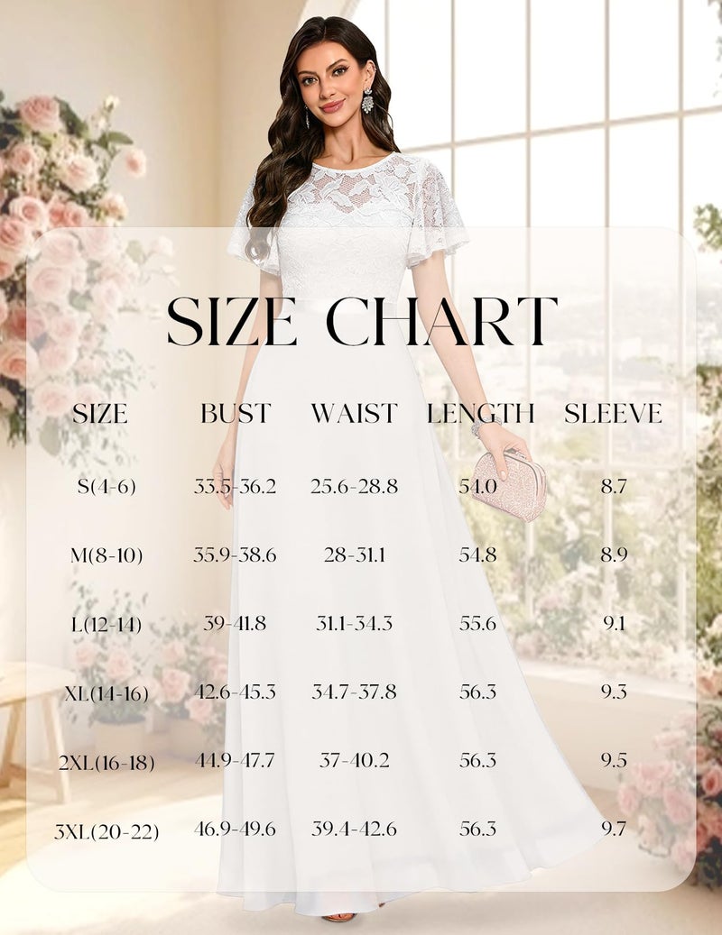 DRESSTELLS White Formal Dresses for Women, Prom Party Bridesmaid Cocktail Wedding Guest Mother of The Bride Evening Gowns Gala Homecoming Maxi Lace Chiffon Dress, 2026 Spring, White L - Image 5