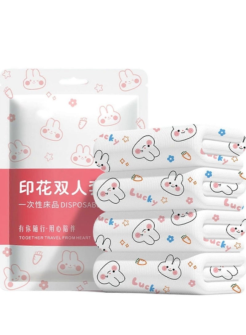 🛏️طقم أغطية سرير للسفر للاستخدام مرة واحدة، غطاء سرير كامل خالٍ من البلاستيك من 3 قطع مع واقيات للوسائد، وملاءات سفر للاستخدام مرة واحدة للفنادق والنزل والمساكن الطارئة - Image 2