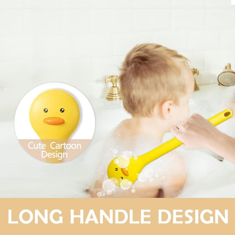 Tuklye Little Yellow Eagle Bath Brush Softer bristles Long Handle Suitable for Children Aged 312 Cleaning Sweat Stains and Beauty Bath Wet or Dry Brush Bath Brush 14 inch Lemon Yellow - Image 2