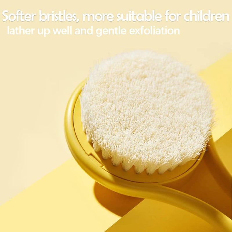 Tuklye Little Yellow Eagle Bath Brush Softer bristles Long Handle Suitable for Children Aged 312 Cleaning Sweat Stains and Beauty Bath Wet or Dry Brush Bath Brush 14 inch Lemon Yellow - Image 3