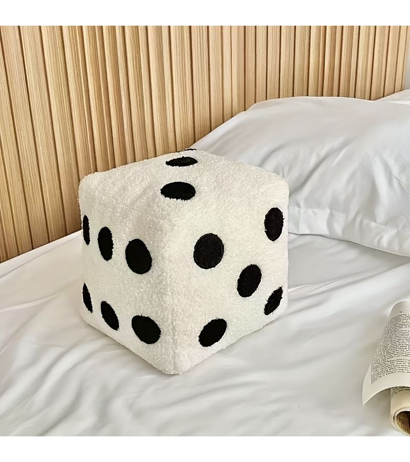 2Pcs Soft Sofa Decoration Dice Pillows 1 Black 1 White for Living Room Bedroom Home Decoration Decorative Playful Foam Cushions - Image 2