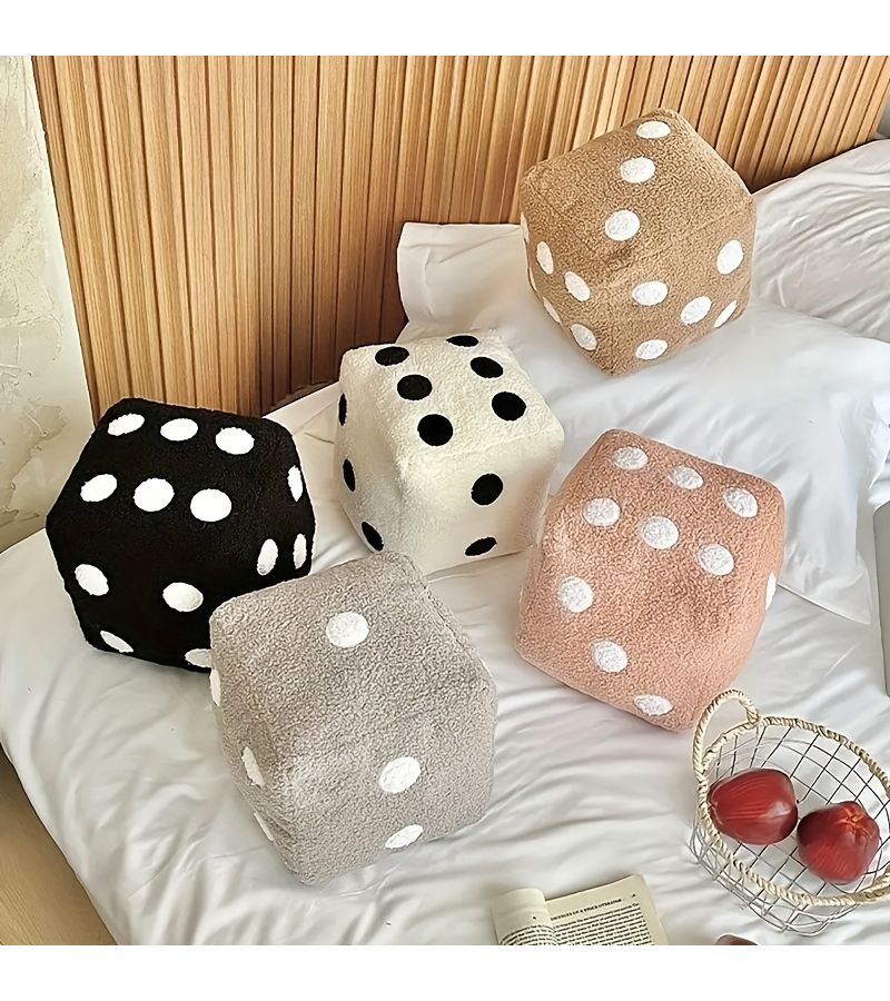 2Pcs Soft Sofa Decoration Dice Pillows 1 Black 1 White for Living Room Bedroom Home Decoration Decorative Playful Foam Cushions - Image 1