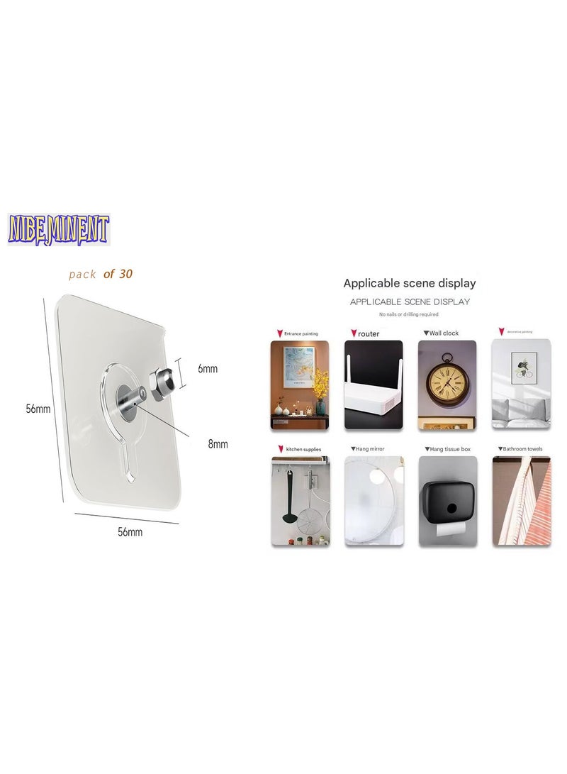 NIBEMINENT 30-Piece No-Drill Picture Hooks - Invisible Heavy Duty Adhesive Wall Hangers for Frames, Canvas & Wedding Photo  - Image 1