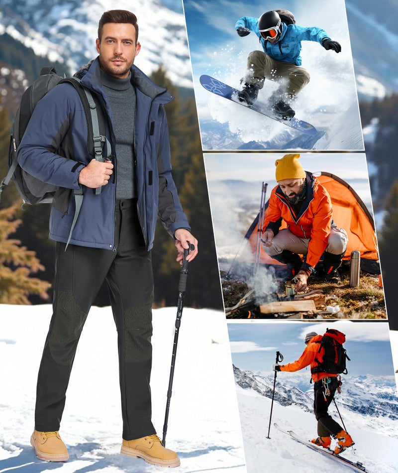 Zoofly Mens Snowboard Pants Warm Outdoor Winter Pants for Men Water Resistant Fleece Linning Thermal Ski Pants Grey - Image 2