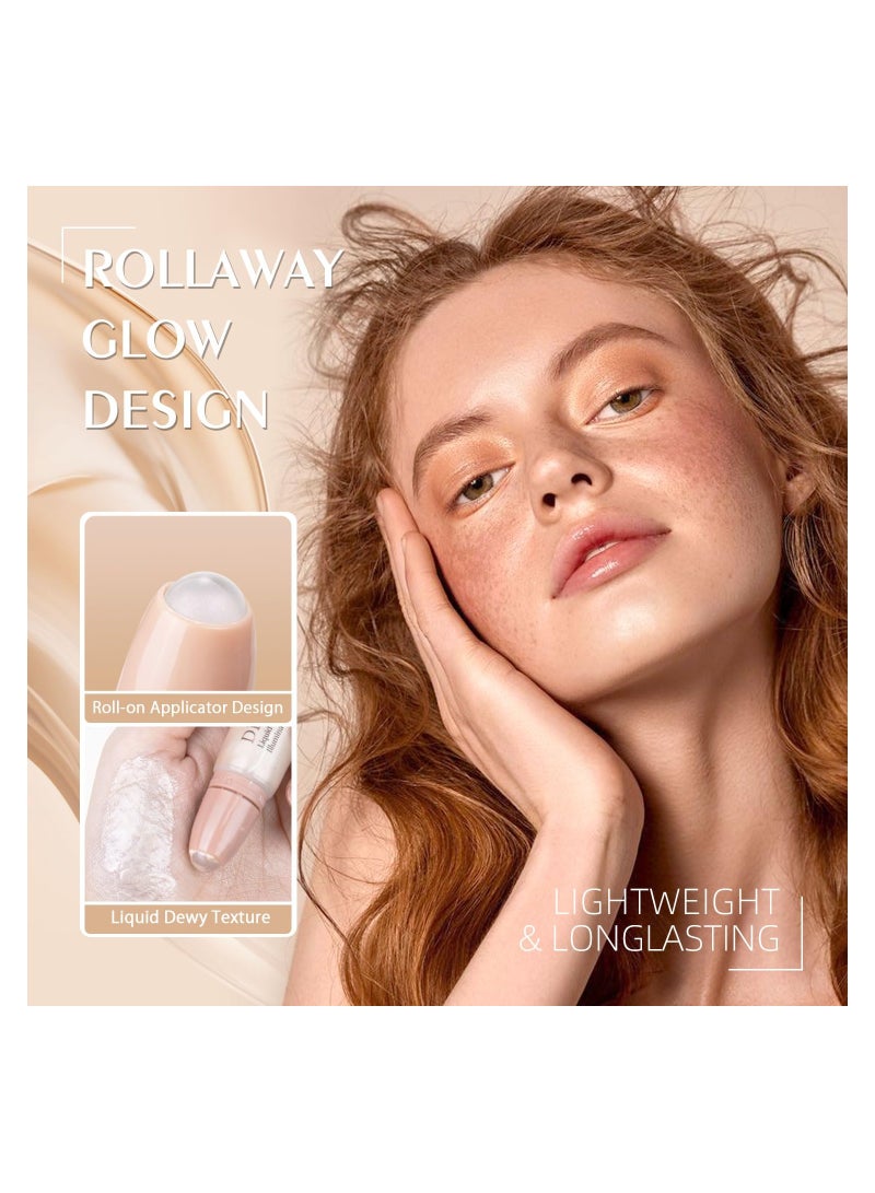 SYOSI هايلايتر سائل، مكياج هايلايتر، هايلايتر سائل رول على للوجه، لمسة طبيعية خفيفة لمكياج لامع، مكياج مضيء يدوم طويلاً للوجه والجسم - Image 2