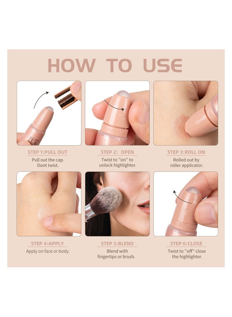 SYOSI هايلايتر سائل، مكياج هايلايتر، هايلايتر سائل رول على للوجه، لمسة طبيعية خفيفة لمكياج لامع، مكياج مضيء يدوم طويلاً للوجه والجسم - Image 5