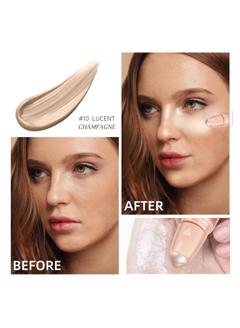 SYOSI هايلايتر سائل، مكياج هايلايتر، هايلايتر سائل رول على للوجه، لمسة طبيعية خفيفة لمكياج لامع، مكياج مضيء يدوم طويلاً للوجه والجسم - Image 4