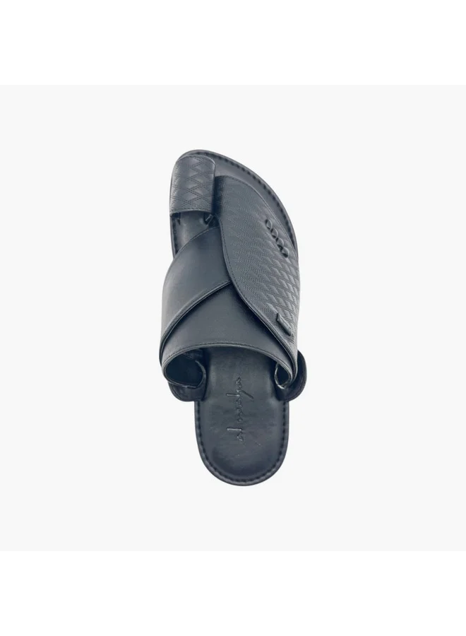 Al Waha Men's Textured Slip-On Arabic Sandals with Toe Loop Detail