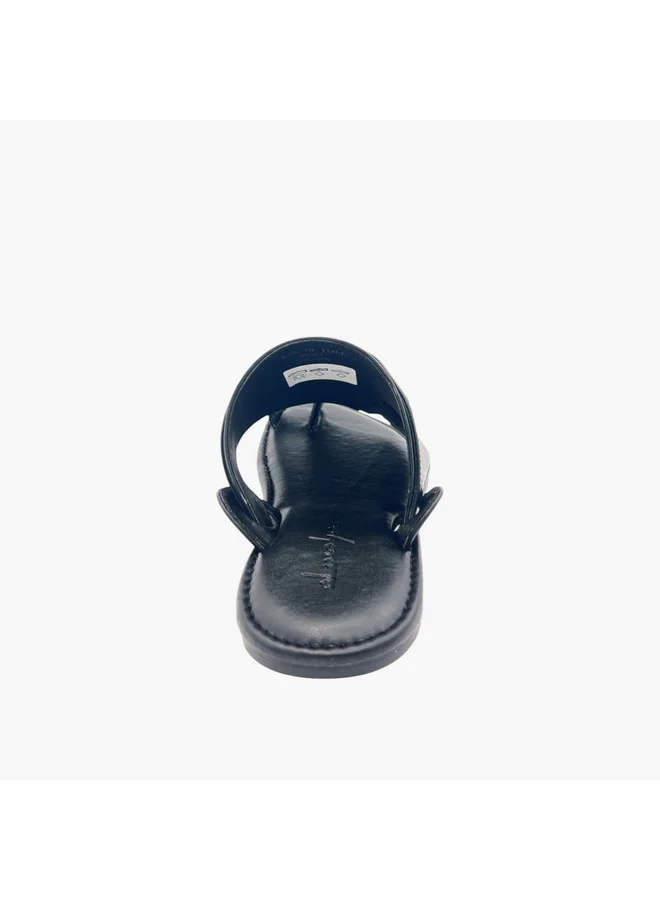 Al Waha Men's Textured Slip-On Arabic Sandals with Toe Loop Detail
