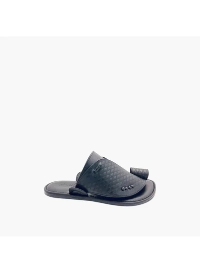 Al Waha Men's Textured Slip-On Arabic Sandals with Toe Loop Detail